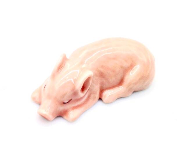 Miniature Ceramic Pig Pork Piglet Sleeping Animal Little Light Pink Figurine Tiny Statue Small Decoration Painted Collectible Figure Deco - image 1