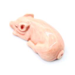 Miniature Ceramic Pig Pork Piglet Sleeping Animal Little Light Pink Figurine Tiny Statue Small Decoration Painted Collectible Figure Deco - thumbnail 3
