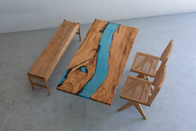 Customize Epoxy Resin Table, River , Office, Dining Table Top, Coffee - Olive Wood - image 1