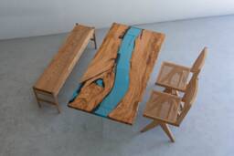 Customize Epoxy Resin Table, River , Office, Dining Table Top, Coffee - Olive Wood - thumbnail 1