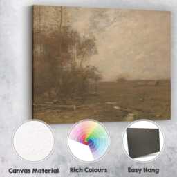 Moody Rural Wetland Landscape Tonal Oil Painting Canvas Wall Art Print Decor Picture Ready To Hang - thumbnail 2