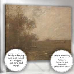 Moody Rural Wetland Landscape Tonal Oil Painting Canvas Wall Art Print Decor Picture Ready To Hang - thumbnail 3