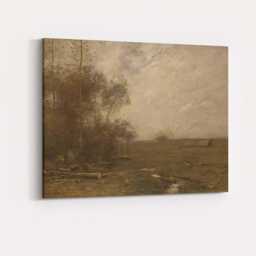 Moody Rural Wetland Landscape Tonal Oil Painting Canvas Wall Art Print Decor Picture Ready To Hang - thumbnail 4