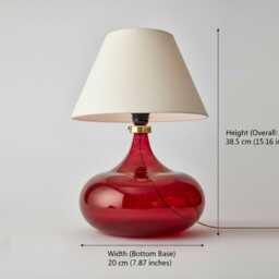 Handmade Concave Circle Red Hued Table Lamp Bedside Vintage Tablelamp - thumbnail 2