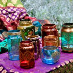 Emerald Moroccan Lantern Copper Accent Beaded Candle Holder - thumbnail 4