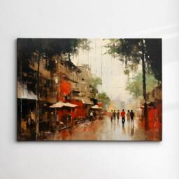 Bangkok Street Inspired Thailand Landmark Oil Painting Watercolor Wall Art Framed Calming Canvas Poster Print Home/Office Room Decor Gifts - thumbnail 3