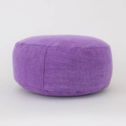Kapok Filled Zafu Cushion, Yellow Stonewash Cotton Meditation Pillow Ottoman - thumbnail 2