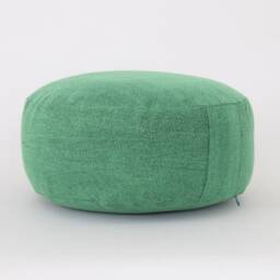 Kapok Filled Zafu Cushion, Yellow Stonewash Cotton Meditation Pillow Ottoman - thumbnail 3