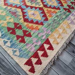 Kilim Rug Classic, Handmade Artisan Afghan Turkish, Scandinavian, Navajo, Bohemian Flatweave, Natural Wool 195x154 cm - thumbnail 3