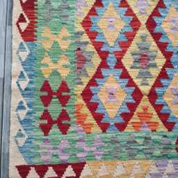 Kilim Rug Classic, Handmade Artisan Afghan Turkish, Scandinavian, Navajo, Bohemian Flatweave, Natural Wool 195x154 cm - thumbnail 2