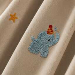 Embroidered Blackout Elephant Star Curtains, Nursery Kids Room Drapery, Nordic Minimalist Style - thumbnail 2