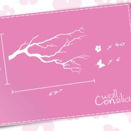 "Cherry Blossom Branch Wall Decal Nursery Butterflies - 39"" X 67" - thumbnail 3