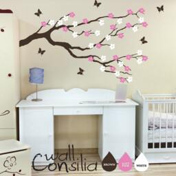 "Cherry Blossom Branch Wall Decal Nursery Butterflies - 39"" X 67" - thumbnail 2