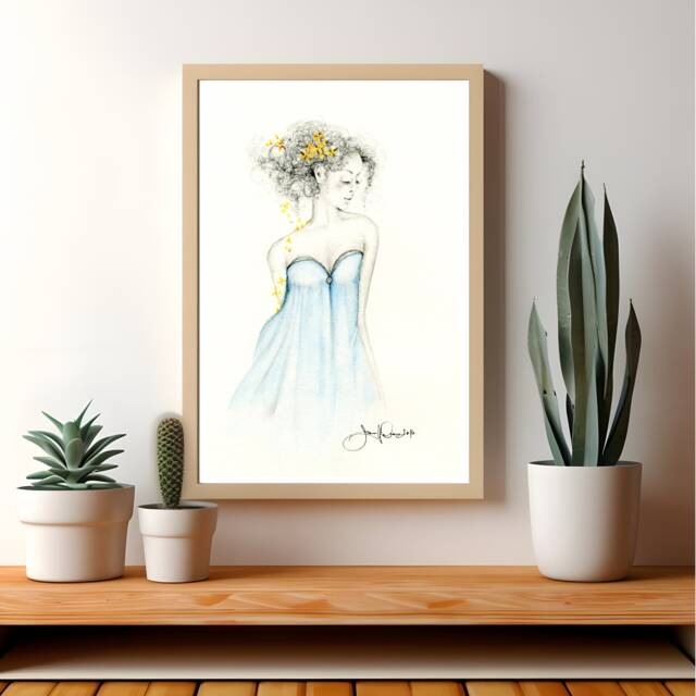 African American Woman Art Original Watercolor Painting, Fashion Wall Art - 11x14 - image 1