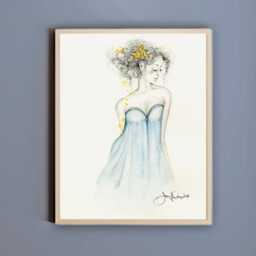 African American Woman Art Original Watercolor Painting, Fashion Wall Art - 11x14 - thumbnail 2