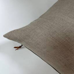 Natural Linen Pillow Cover Tan Exposed Zipper-Leather Pull 14x24 20x20 22x22 24x24 High Quality Housewarming Gift 100% - thumbnail 2