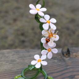 Bees & Flowers Hand Blown Glass Lampwork Collectible Miniature Figurine, Sculpture Made Of Glass, Blown Glass Figurine - thumbnail 2