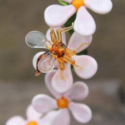 Bees & Flowers Hand Blown Glass Lampwork Collectible Miniature Figurine, Sculpture Made Of Glass, Blown Glass Figurine - thumbnail 4