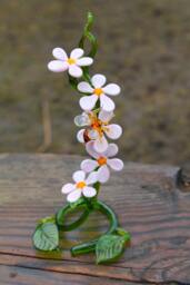Bees & Flowers Hand Blown Glass Lampwork Collectible Miniature Figurine, Sculpture Made Of Glass, Blown Glass Figurine - thumbnail 1