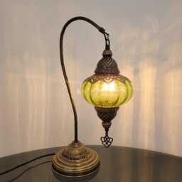 Free Uk/Eu Led Bulb Luxurious Bohemian Turkish Blown Colourful Glass Swan Neck Desk Table Lamp, Bedside Statement Light - thumbnail 3