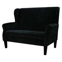 2 Seater Modern Wingback Armchair Black Marl Sofa Handmade - Manhattan Fabric British Bespoke Made - thumbnail 1