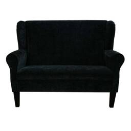 2 Seater Modern Wingback Armchair Black Marl Sofa Handmade - Manhattan Fabric British Bespoke Made - thumbnail 2