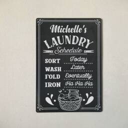 Personalised Laundry Schedule Sign Grey Metal Wall Decor - thumbnail 1