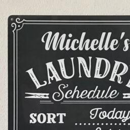 Personalised Laundry Schedule Sign Grey Metal Wall Decor - thumbnail 2