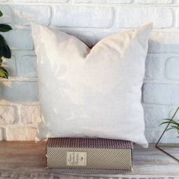 Saddle Tan Faux Leather & Linen Pillow Cover - 16x16'' - thumbnail 4