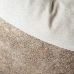 Saddle Tan Faux Leather & Linen Pillow Cover - 16x16'' - thumbnail 2