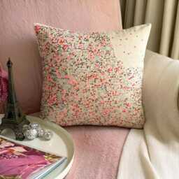 Sequin Embroidered Abstract Pattern, Pink Art Silk, 24x24/26x26 Modern Euro Sham - Wonderland Dust - thumbnail 1
