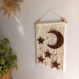 Moon Woven Wall Hanging Celestial Nursery Decor - thumbnail 2