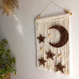Moon Woven Wall Hanging Celestial Nursery Decor - thumbnail 3