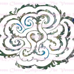 Verona Clover Labyrinth Art Print Peacock Feather Design - 8x10 Metallic Paper - thumbnail 3