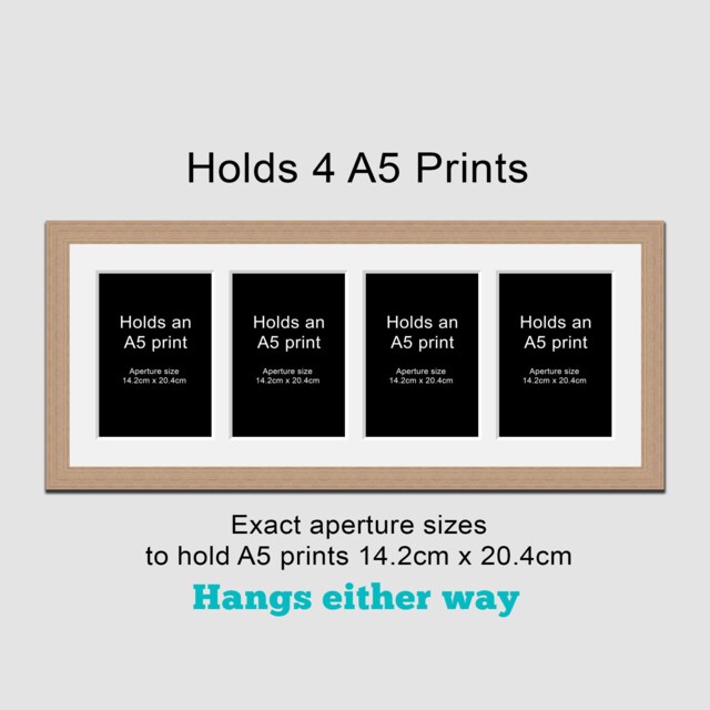 Multi Photo Picture Frame - Holds 4 A5 Prints Or Photos in A 20mm Oak Veneer Wood - image 1