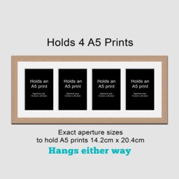 Oak Veneer Multi Photo Frame - Holds 4 A5 Prints
