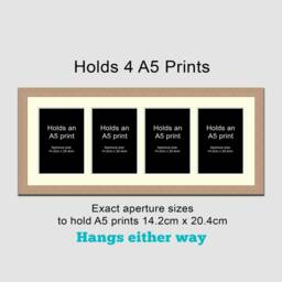 Multi Photo Picture Frame - Holds 4 A5 Prints Or Photos in A 20mm Oak Veneer Wood - thumbnail 2