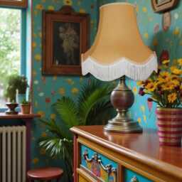 Traditional Corn Gold Fabric Lampshade Handmade For Table & Floor Standard Lamps Shades, Wall Lights, Ceiling Light Pendants - thumbnail 2