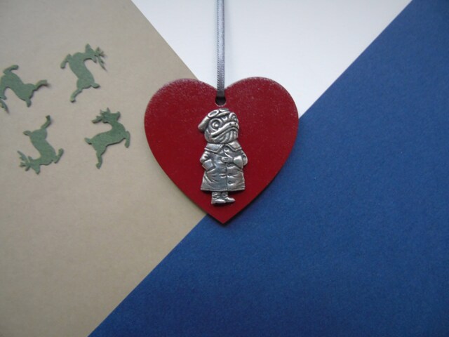 Toad Wooden Heart Decoration - Wind in The Willows Christmas Book Lover Gift For Her - image 1
