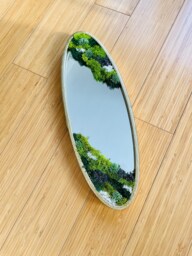 Gold Oval Moss Mirror - Wall Art With Preserved For Home Or Cottagecore Decor
