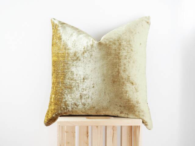 Shiny Gold Velvet Pillow Metallic & Luxe Cover - image 1