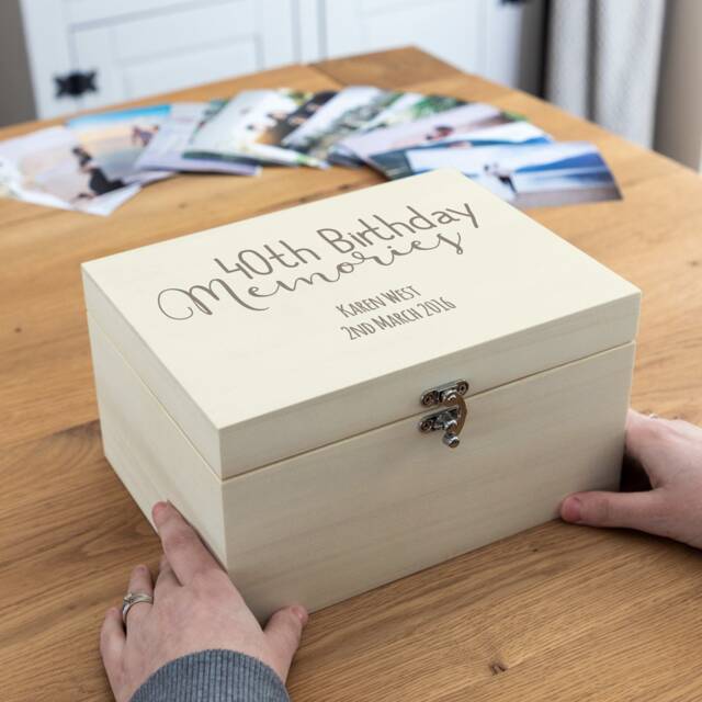 40Th Birthday Keepsake Box - Memories Personalised Gift Wooden Memory Milestone Lc148 - image 1