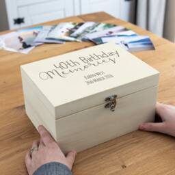 40Th Birthday Keepsake Box - Memories Personalised Gift Wooden Memory Milestone Lc148 - thumbnail 1