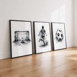 Boys Football Posters - Personalised Bedroom Prints, Custom Kids Soccer Wall Art Set Of 3
