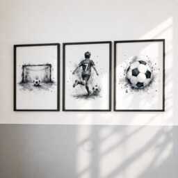 Boys Football Posters - Personalised Bedroom Prints, Custom Kids Soccer Wall Art Set Of 3 - thumbnail 3