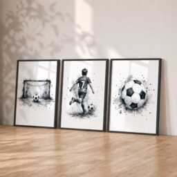 Boys Football Posters - Personalised Bedroom Prints, Custom Kids Soccer Wall Art Set Of 3 - thumbnail 2
