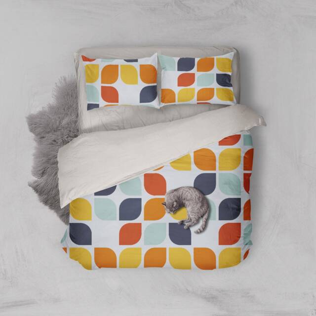 Geometric Duvet Cover Set, Colorful Retro Bedding, Modern Quilt - image 1