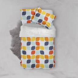 Geometric Duvet Cover Set, Colorful Retro Bedding, Modern Quilt - thumbnail 3