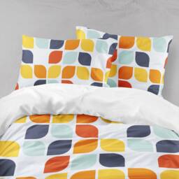 Geometric Duvet Cover Set, Colorful Retro Bedding, Modern Quilt - thumbnail 2