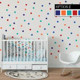 100 Confetti Circle Wall Decals, Rainbow Polka Dot Stickers, Nursery Decor - thumbnail 2